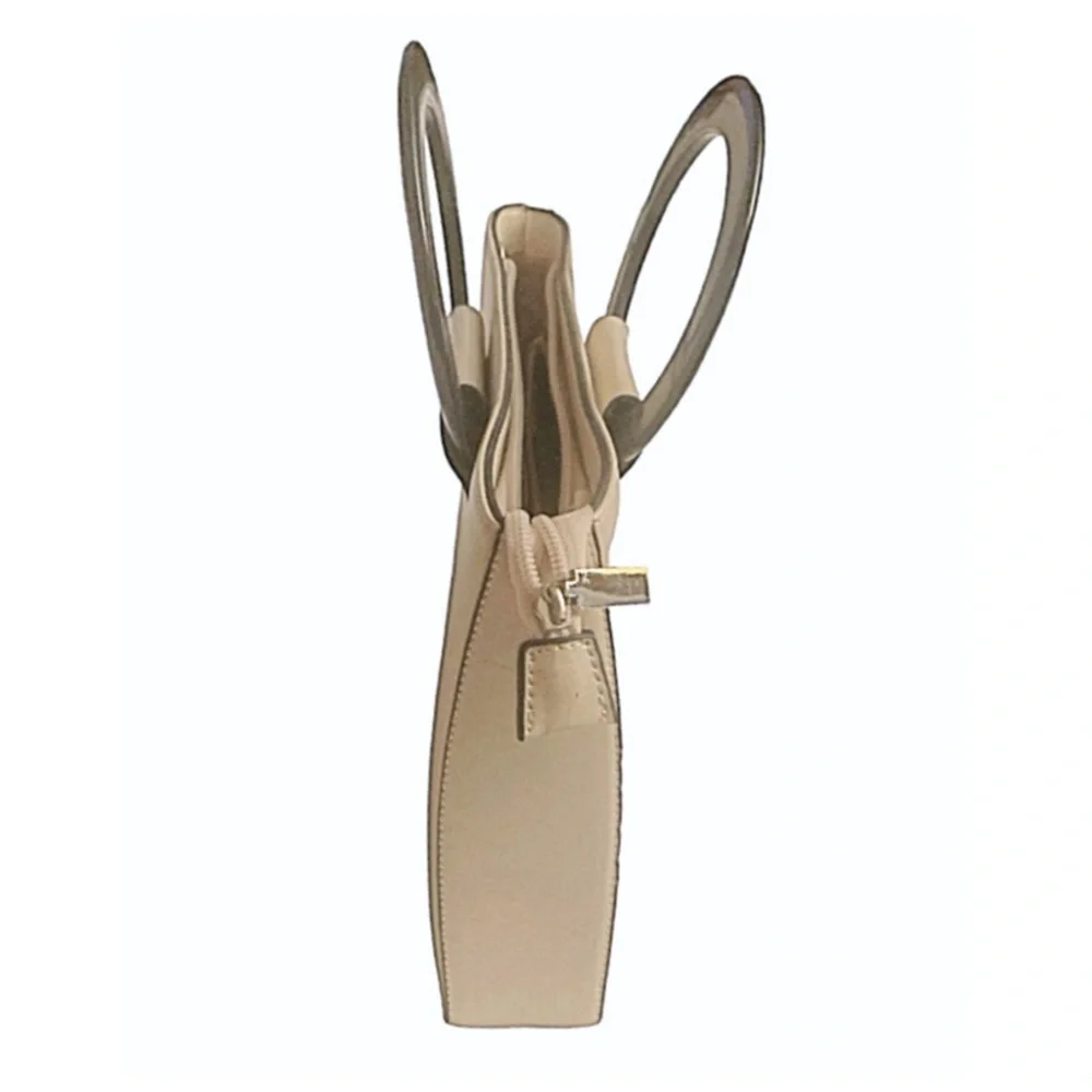 Purse Vintage Handbag Beige with Brown Handles and Trim